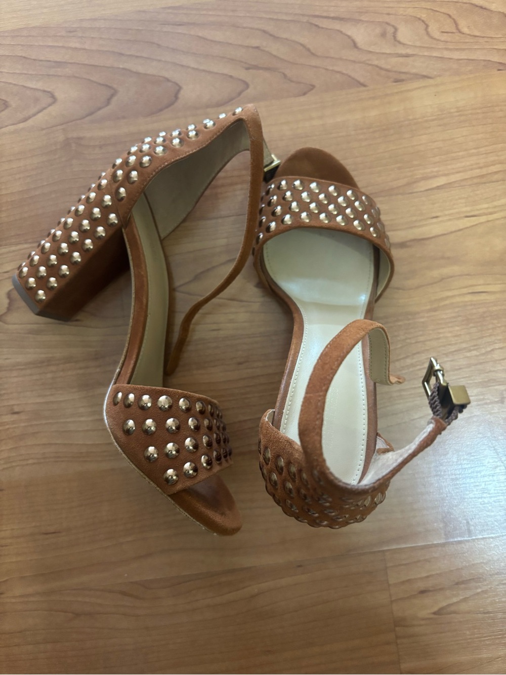 Michael Kors Tan Studded Block Heels - Picture 4 of 4
